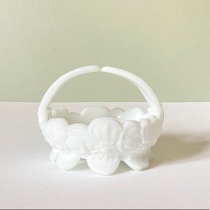 Milk Glass Basket Candy Dish